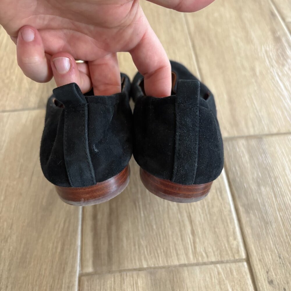 Tory Burch Leigh Loafer Womens 8.5 Black Suede Leather City Office Casual Wealth - Picture 3 of 9